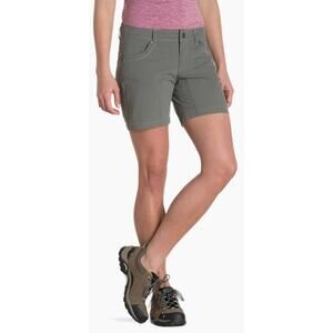 Kuhl Women's Size 12 Free Range Mid Rise Hiking Shorts in Khaki Green.
